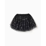 Jupe superpose en tulle  motif de citrouille scintillant halloween noir
