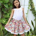 Jupe qui tourne t fleurie liberty cancan rouge