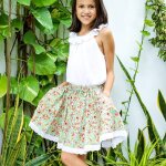 Jupe qui tourne t fleurie liberty cancan vert d'eau