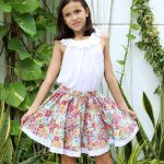 Jupe qui tourne fleurie d cancan rouge