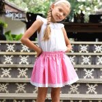 Jupe qui tourne  pois cancan rose saumon