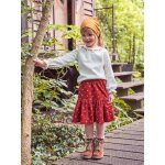 Jupe en velours fille motifs fleurs détails irisés marron imprimé Jupe en velours fille motifs fleurs détails irisés marron imprimé