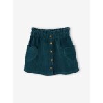 Jupe en velours poches coeur fille bleu canard