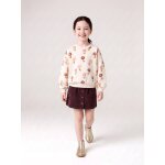 Jupe en velours poches coeur fille mauve