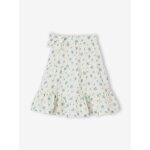 Jupe  volants crmonie en gaze de coton fille cru