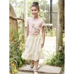 Jupe  volant vichy fille jaune ple