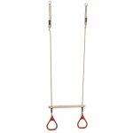 Kangui - trap�ze balan�oire en bois avec anneaux de gymnastique pour enfant pour structure de jeux marron ...