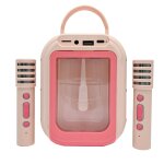 Karaoke bluetooth rose avec 2 micros sans fil multicolore
