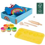 Kit cratif play - doh 6 ptes  modeler + tablier + tapis et accessoires multicolore