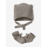Kit naissance bonnet et chaussons laine et cachemire beige chin