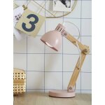 Lampe  poser articule en bois et mtal rose