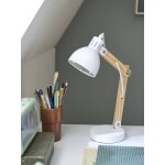 Lampe de bureau bois et mtal blanc