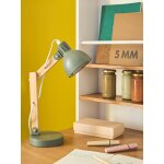 Lampe de bureau bois et mtal vert sauge