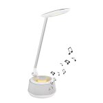 Lampe de bureau avec lumi�res led et enceinte bluetooth blanc