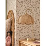 Lampe  poser fleur en rotin et pied en laiton or