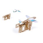 Lanceur d avion en bois � construire maquette m�canique 3d avec moteur � �lastique et avions inclus brown ...