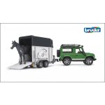 Land rover defender avec van pour chevaux et 1 cheva multicolore