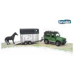 Land rover defender avec van pour chevaux et 1 cheva multicolore