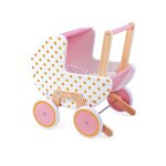 Landau en bois pour poupées et poupons rose / blanc Landau en bois pour poupées et poupons rose / blanc
