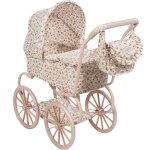Landau pour poup�e grandes roues blanc, rose, marron
