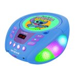 Lecteur cd bluetooth stitch - portable, effets lumineux, pile ou secteur, prise micro multicolore Lecteur cd bluetooth stitch - portable, effets lumineux, pile ou secteur, prise micro multicolore