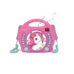 Lecteur cd portable avec 2 microphones coloris licorne multicolore