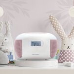 Lecteur cd radio c�leste bluetooth, mp3 avec port usb, lecteur carte micro sd rose