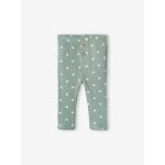 Legging b�b� fille en maille c�tel�e vert sauge