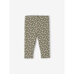 Legging b�b� l�opard en maille c�tel�e vert sauge