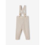 Legging à bretelles en tricot bébé beige chiné Legging à bretelles en tricot bébé beige chiné