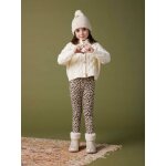 Legging fille doubl maille polaire marron imprim