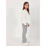 Legging fille maille imprim� fleurs blanc