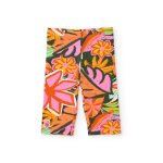 Legging fille en maille avec imprim� floral grand format orange