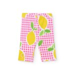 Legging fille en maille sur fond vichy rose