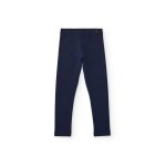 Legging fille en molleton avec coupe longue et taille �lastique bleu