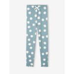 Legging imprim� en maille c�tel�e fille vert de gris