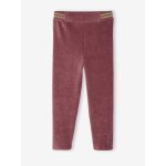 Legging velours fille mauve