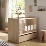 Lit 60x120 �volutif 90x190 d�cor bois h�tre - adele marron