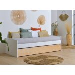 Lit banquette gigogne landes blanc & bois massif