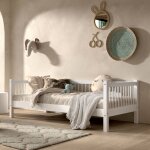 Lit banquette en htre massif aubane blanc