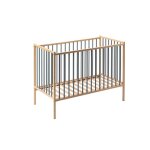 Lit  barreaux bb - rmi - en bois massif bois hybride bleu gris