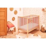 Lit  barreaux bb - rmi - en bois massif bois hybride vieux rose