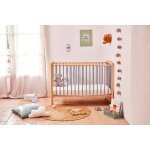 Lit � barreaux en bois - arthur - hauteur r�glable 4 positions avec roulettes bois hybride bleu gris