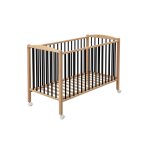 Lit  barreaux en bois - arthur - hauteur rglable 4 positions avec roulettes bois hybride noir