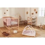 Lit � barreaux en bois - arthur - hauteur r�glable 4 positions avec roulettes bois hybride vieux rose ...