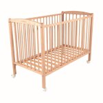 Lit  barreaux en bois - arthur - hauteur rglable 4 positions avec roulettes bois naturel brut