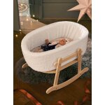 Lit  bascule en bois fsc et tissu bouclette blanc