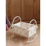 Lit  bascule pour poupon en mtal et coton retro flower cru