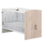 Lit b�b� 120x60 � barreaux d�cor bois - lapinou beige