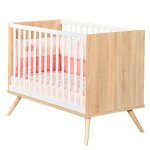 Lit bb  barreaux en bois - seventies marron